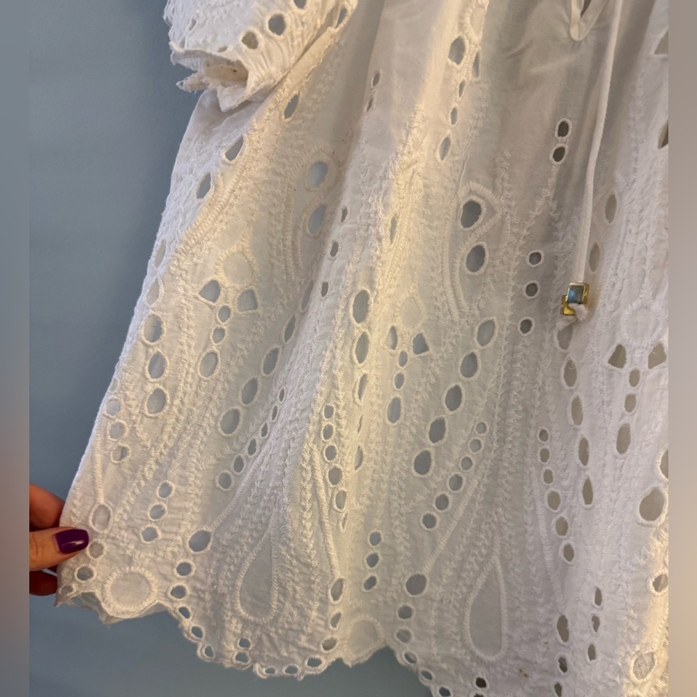 MICHAEL KORS White Cotton Short Sleeve Eyelet Lace Peasant Blouse
Top Size P/M - Picture 7 of 16